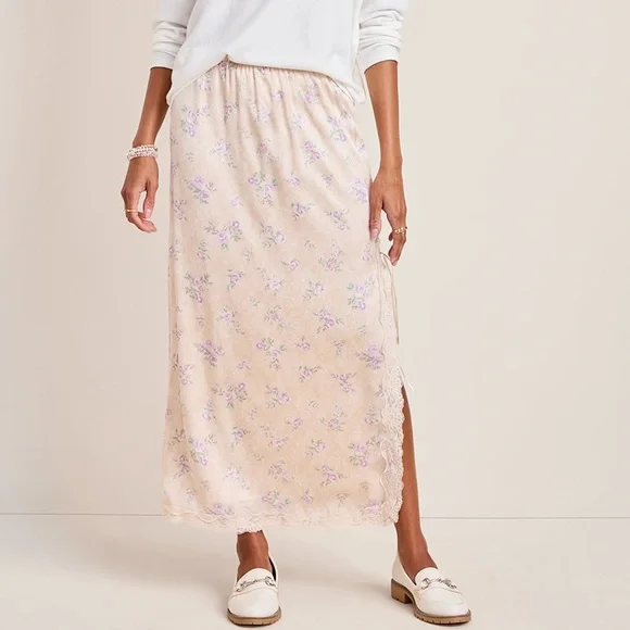 Floral Satin Midi Skirt, S, NWT - Picture 1 of 8